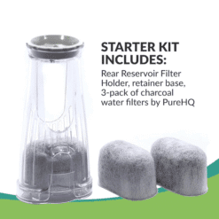 Keurig Water Filter Starter Kit: Rear reservoir filter holder, retainer base, and 3 charcoal water filters by PureHQ