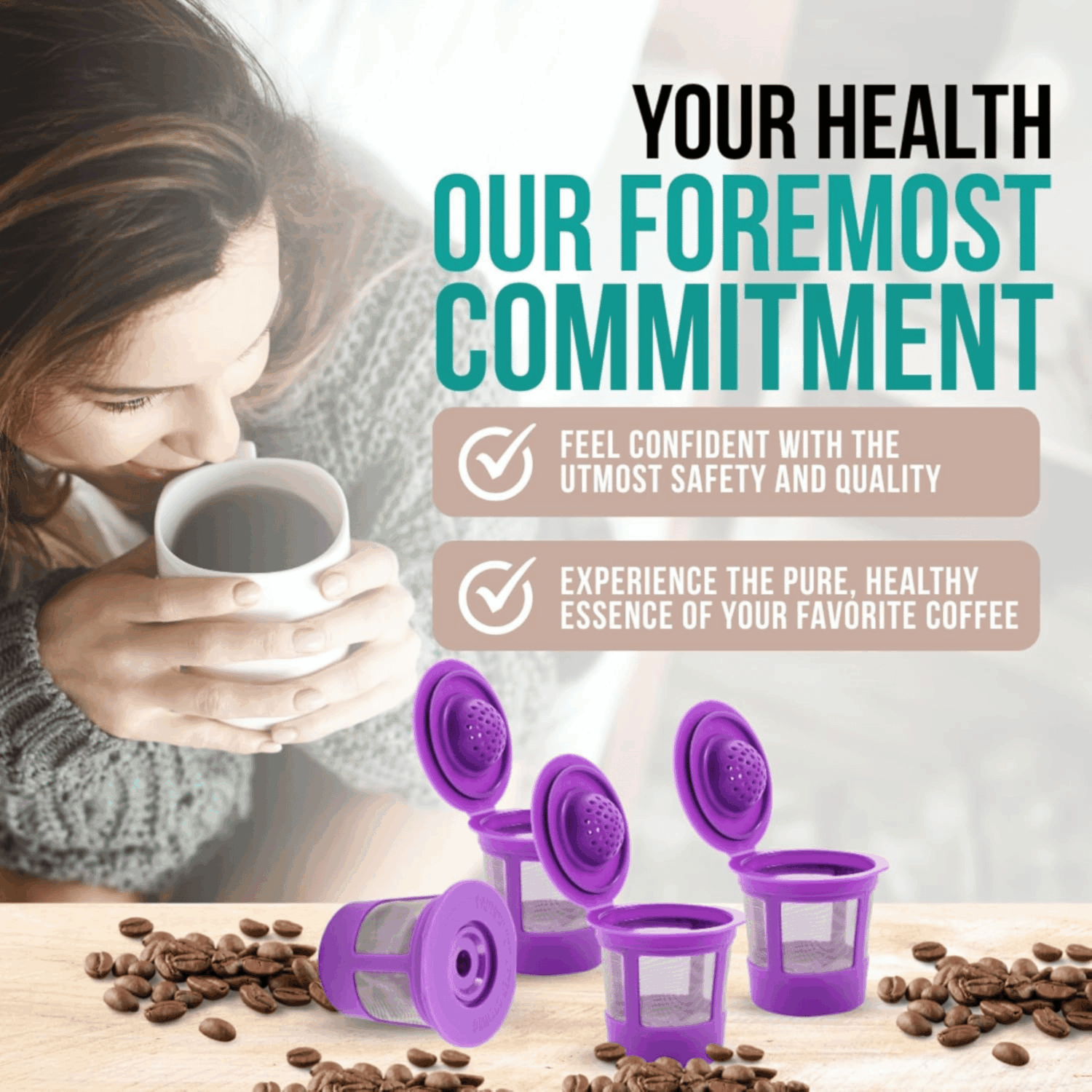Reusable K Cups for Keurig: Enjoy pure, healthy coffee with our universal fit filter pods.