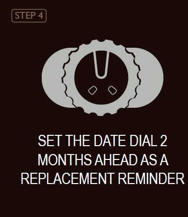 Keurig water filter replacement reminder: Set date dial 2 months ahead.
