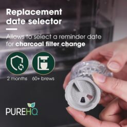 Keurig water filter holder with date selector for charcoal filter change reminder