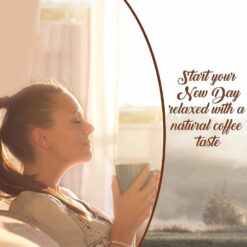 Woman relaxing with coffee. Consider Reusable K Cups for a natural coffee taste. #reusablekcups #refillablekcups
