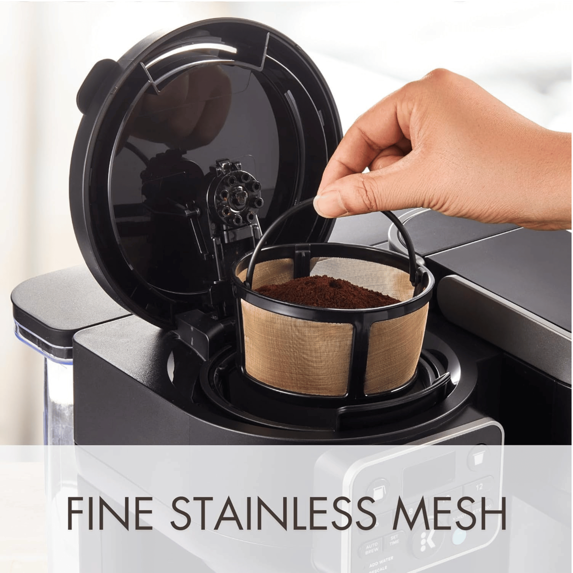 Reusable Mesh Coffee Filter for Keurig K-Duo Essentials and K-Duo Brewers Machine, With 2 Refillable K Cups Pod - Gold Tone Mesh Filter - Image 5