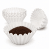 White paper coffee filters, one filled with ground coffee, for Keurig K-Duo brewers