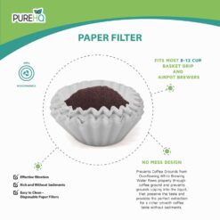Coffee Paper Filters for Keurig K-Duo Brewers, compatible with gold tone mesh basket, fits K-Duo Plus Coffee Makers.