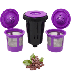 Reusable K-Cups for K-Mini: 3-pack refillable coffee pods with adapter for Keurig K Mini Plus coffee maker.