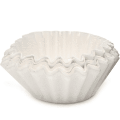 Coffee paper filters for Keurig K-Duo brewers, compatible with gold tone mesh basket, fits K-Duo Plus coffee makers.