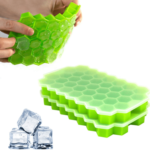 Ice Cube Trays for Freezer: 2 Pack of 74 hexagon stackable ice trays, best ice cube trays for easy ice removal