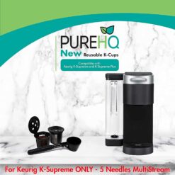 PUREHQ Reusable K Cups for Keurig Supreme. Includes coffee scoop and 2 refillable K-Cups.