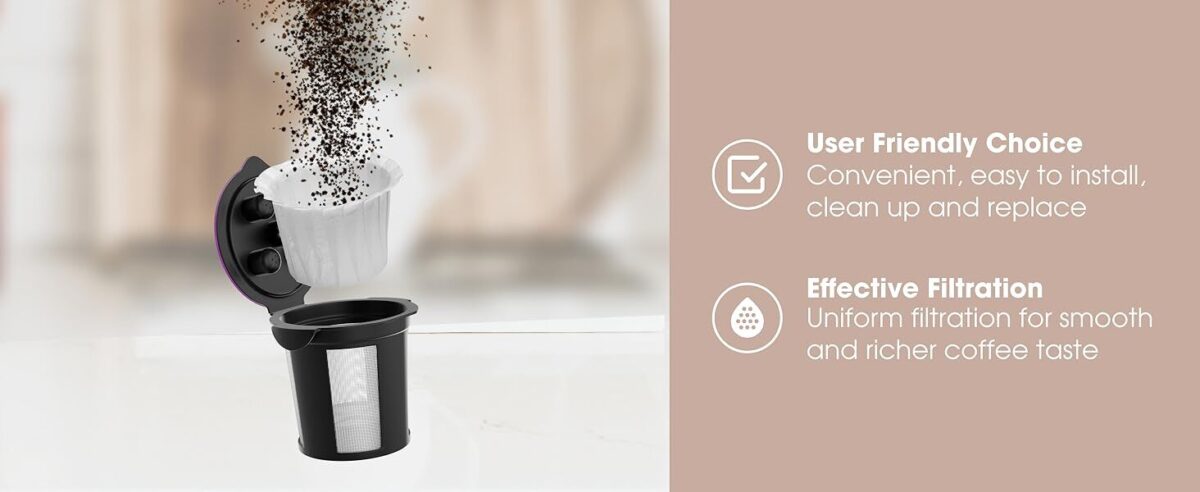 Keurig compatible water filter: Activated charcoal filter improves coffee taste by removing impurities. PUREHQ filter for Keurig 2.0 &amp; 1.0 machines.