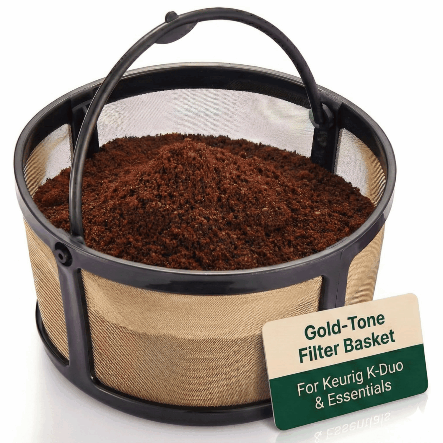 Reusable Mesh Coffee Filter Basket for Keurig K Duo Coffee Maker and Keurig K-Duo Essentials Brewers by PureHQ - Refillable Gold Tone Carafe Filter for Ground Coffee