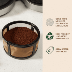 Reusable Mesh Coffee Filter Basket for Keurig K-Duo: Gold tone mesh filter ensures full flavor extraction and eco-friendly brewing.
