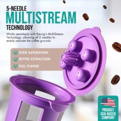 Reusable K-Cup for Keurig: MultiStream 5-needle pod ensures even saturation & better extraction. Proudly USA-based company.