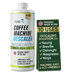 Coffee Machine Descaler bottle, 32 fl oz, 10 uses, USA made, compatible with Keurig, Nespresso, Breville