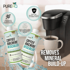 PureHQ Coffee Machine Descaler 2-Pack: Universal descaling solution for Keurig, Nespresso, Delonghi, & Breville. Removes mineral build-up. Made in USA.