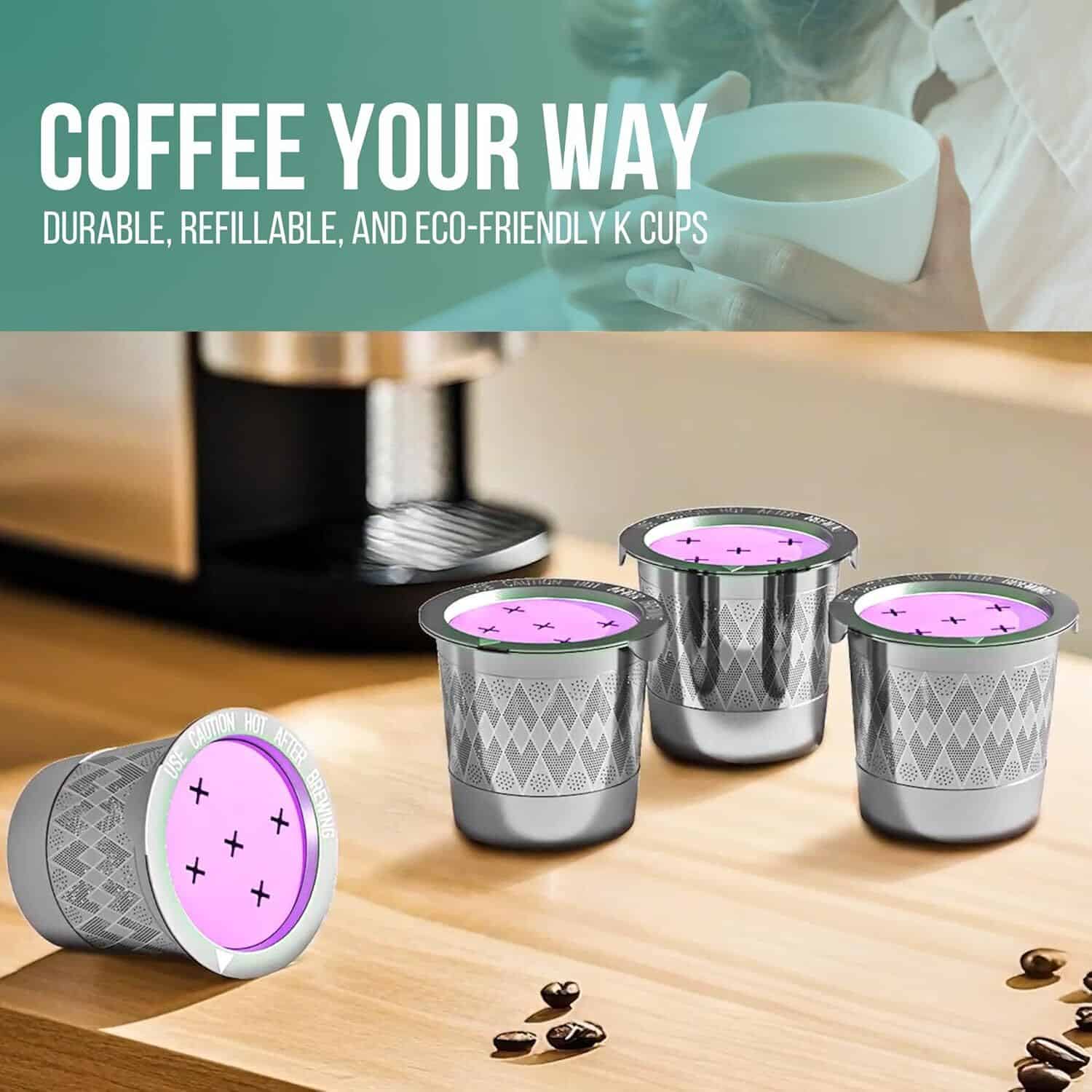 Reusable K Cups for Keurig: Stainless steel refillable K-Cups for K Supreme, K-Duo Gen 2, and K Slim coffee makers.