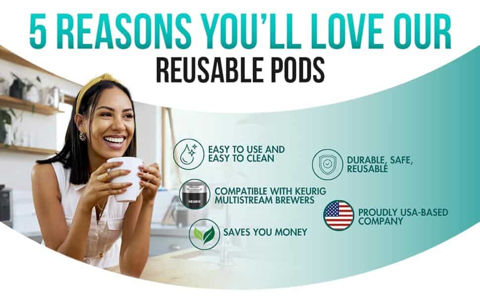 Reusable K Cups for Keurig: Stainless steel refillable pods for K Supreme, K-Duo Gen 2, and K Slim coffee makers by PureHQ.