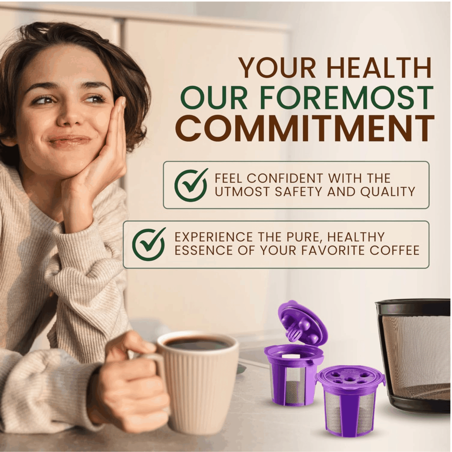 PureHQ Reusable K Cups & Gold Tone Filter for Keurig K Duo: Enjoy safe, healthy coffee with our refillable pods.