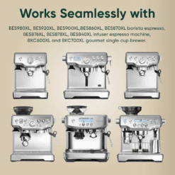 Breville espresso machines: BES980XL, BES920XL, BES900XL, BES860XL, BES870XL, BES876XL, BES878XL, BES840XL, BKC600XL, BKC700XL. Water filters improve taste.