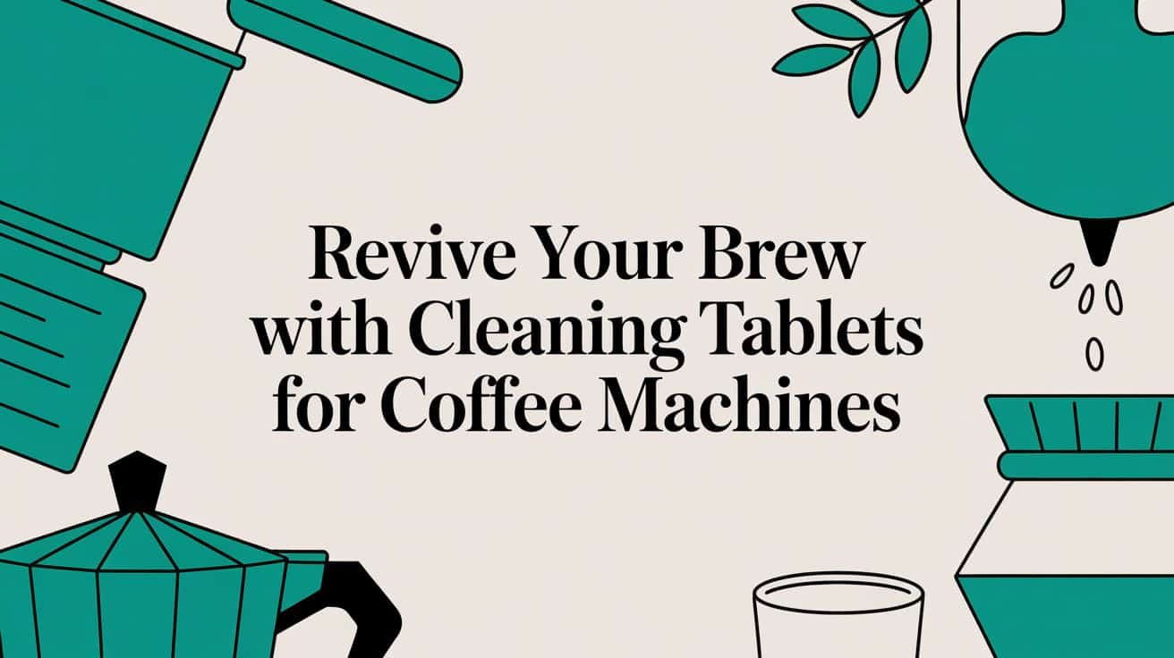 Revive Your Brew: Coffee machine cleaning tablets illustration.