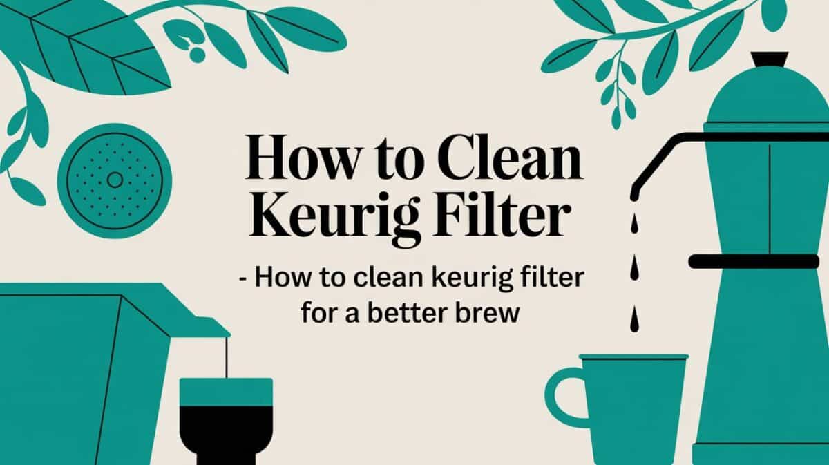 How to Clean Keurig Filter: Illustration of Keurig and coffee cup.
