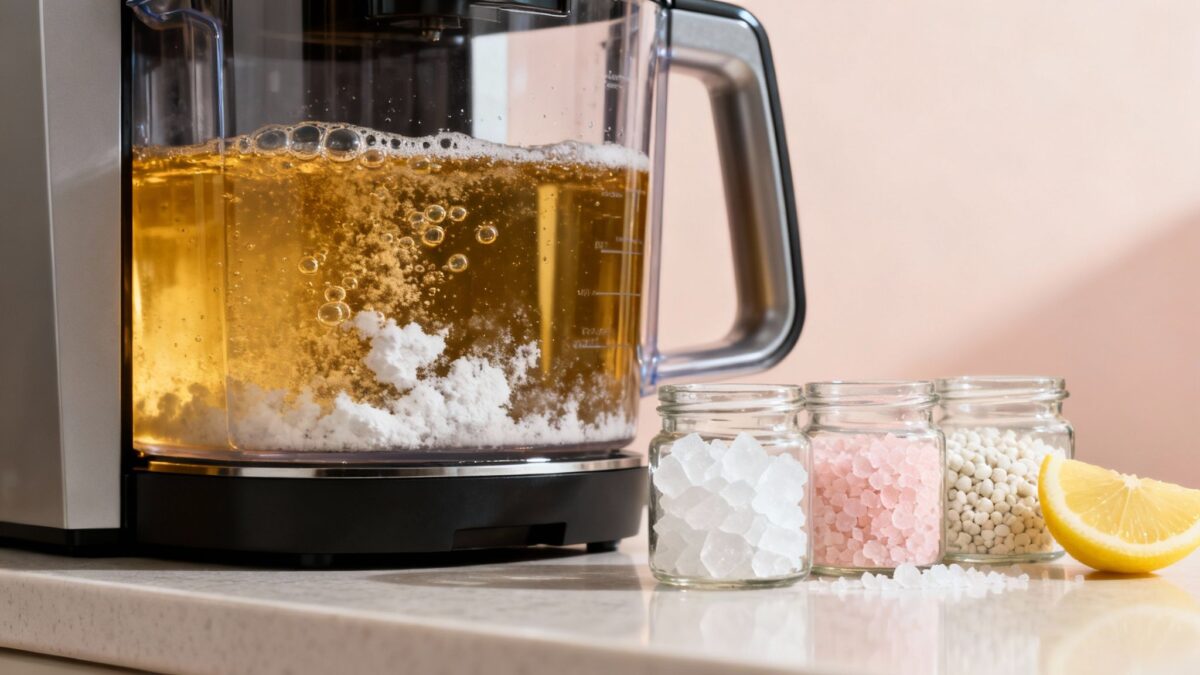 Homemade electrolyte drink being made with salts and lemon.