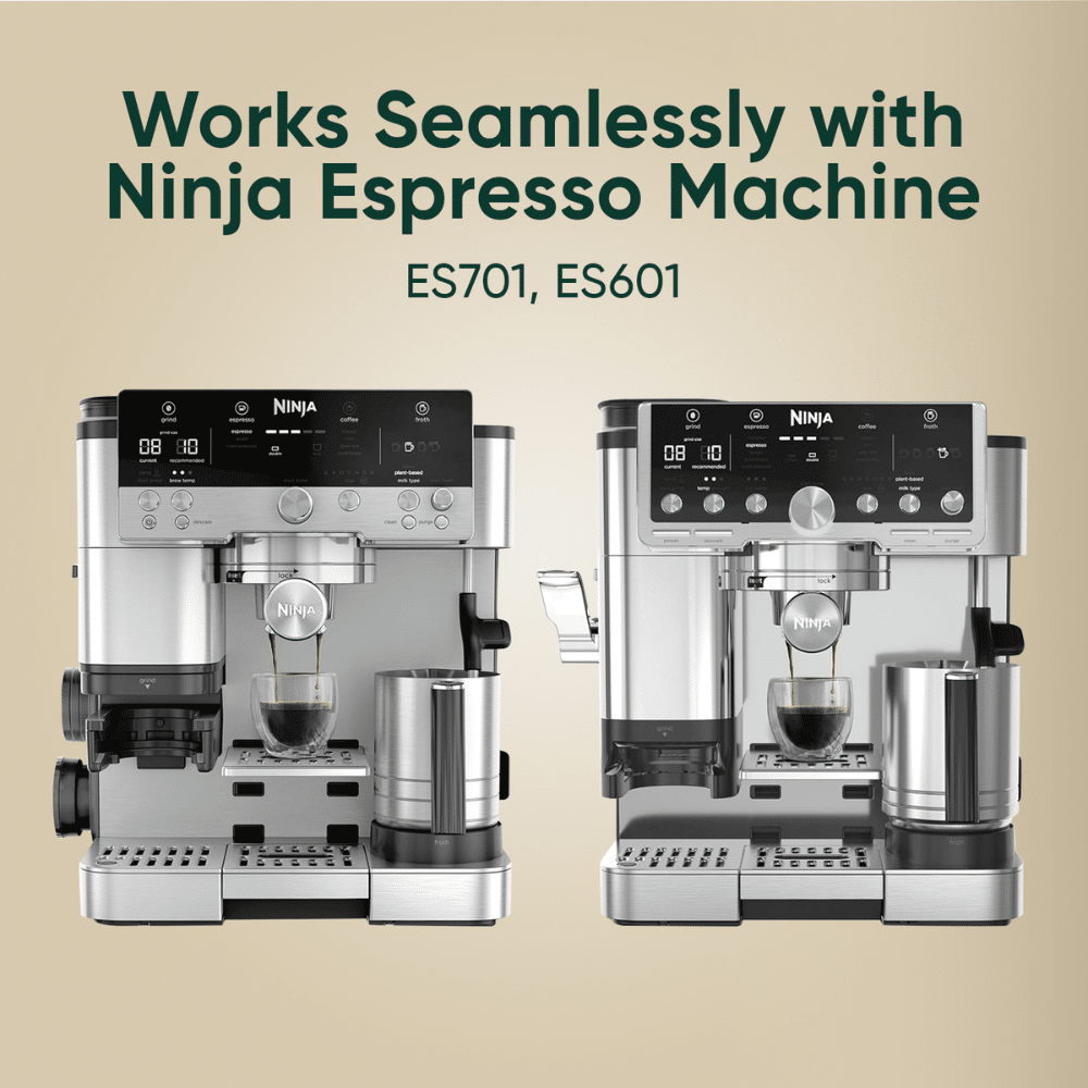 Ninja Luxe Cafe ES701 & ES601 espresso machines, compatible with PureHQ charcoal water filters for optimal coffee flavor.