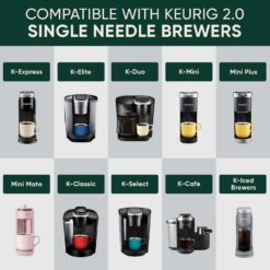 Reusable K Cups compatible Keurig 2.0 single needle brewers like K-Express, K-Elite, K-Duo, K-Mini, Mini Plus, K-Classic, K-Select, and K-Cafe.