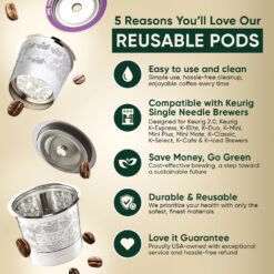 Reusable K Cups for Keurig: Stainless steel refillable pods, compatible with Keurig 1.0 & 2.0 brewers, 2 pack