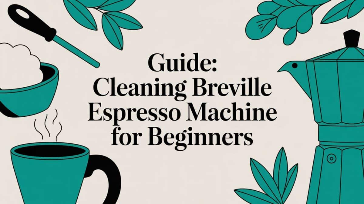 Guide on cleaning Breville espresso machine with coffee and moka pot illustrations
