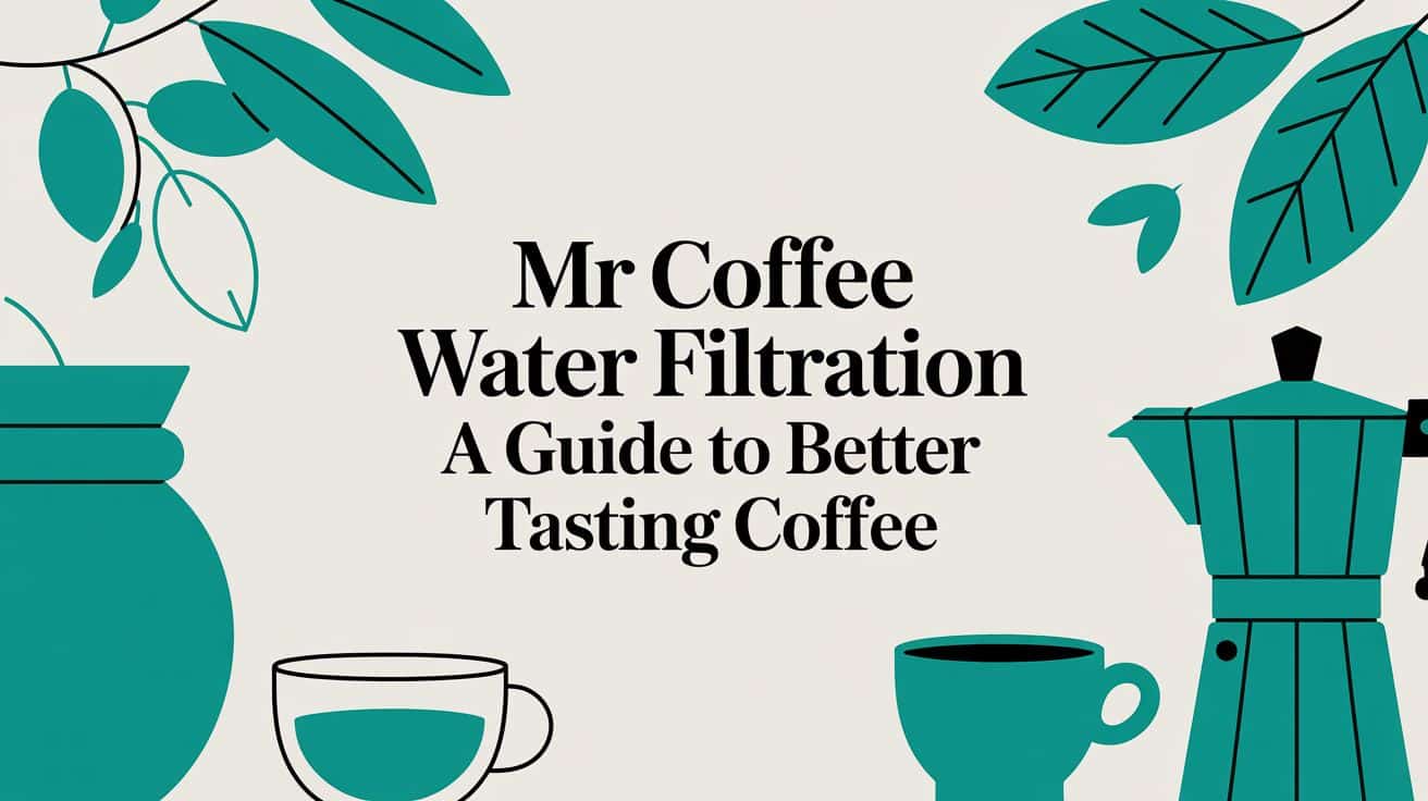 Mr. Coffee water filtration guide image with coffee pots and cups.