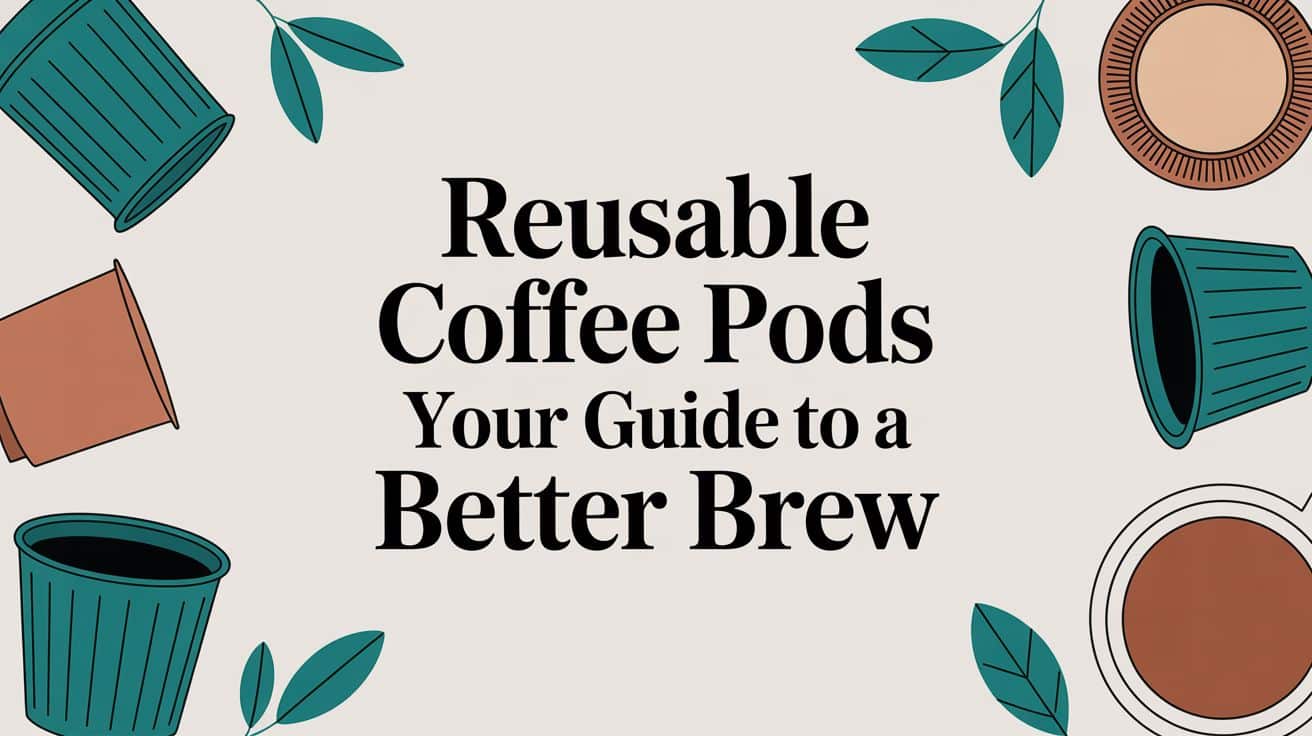 Reusable coffee pods graphic: "Reusable Coffee Pods, Your Guide to a Better Brew.