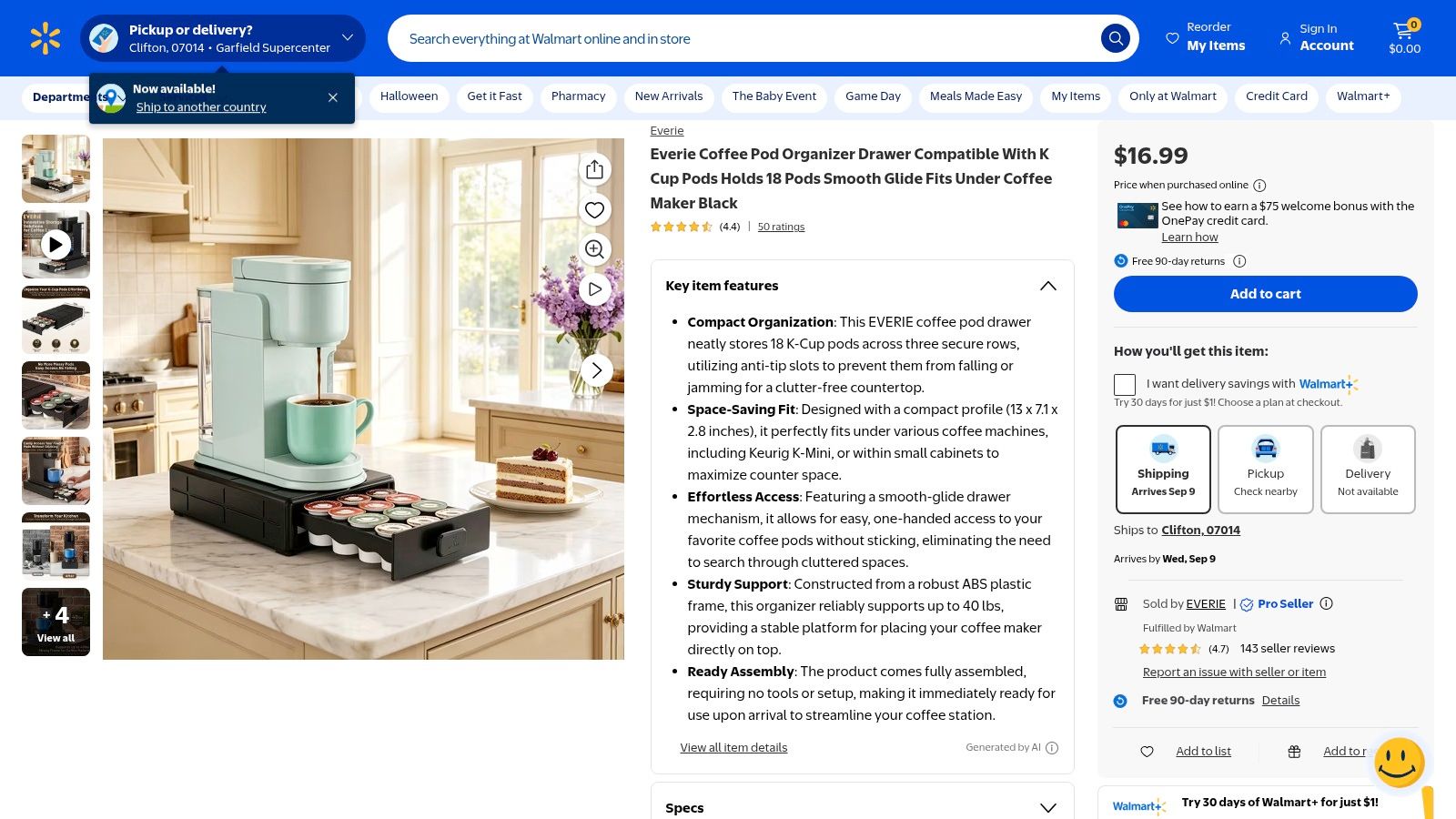 EVERIE Coffee Pod Organizer Drawer